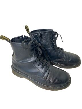 DR MARTENS Black Delaney AirWair 8 Hole Leather Boots Leather Docs Y2K Sz 5.5